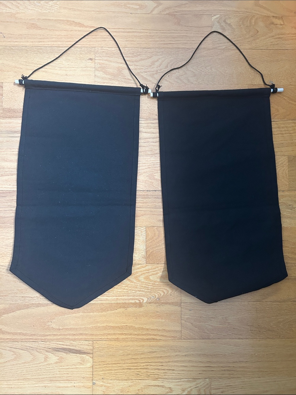 Set of Two Black Hanging Fabric Banners